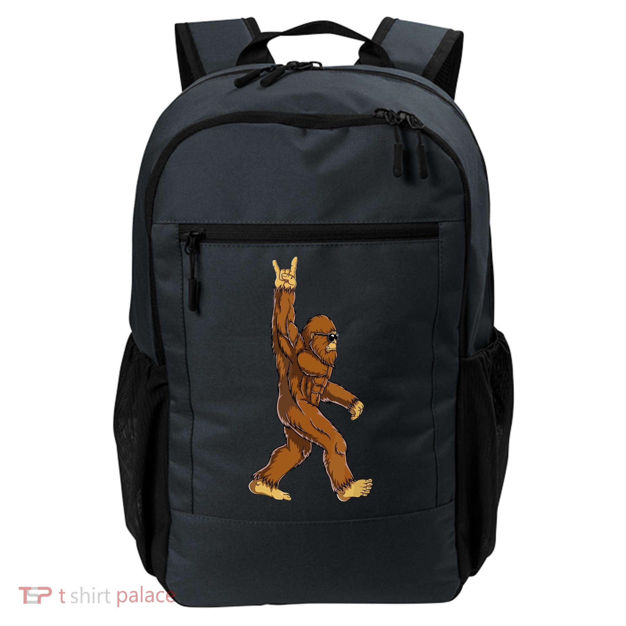 Funny Bigfoot Rock On Sasquatch Rock And Roll Gift Backpack