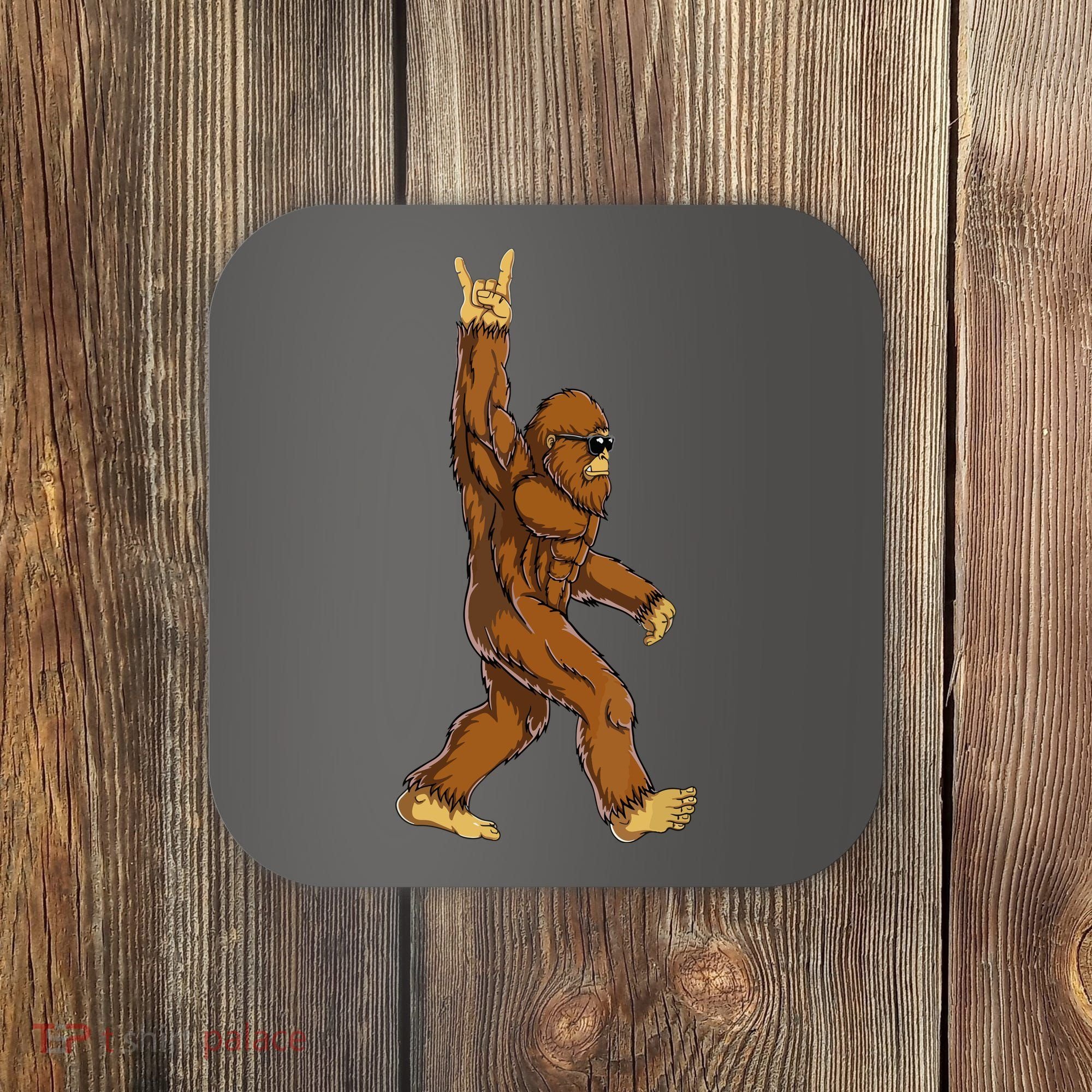 Funny Bigfoot Rock On Sasquatch Rock And Roll Gift Coaster
