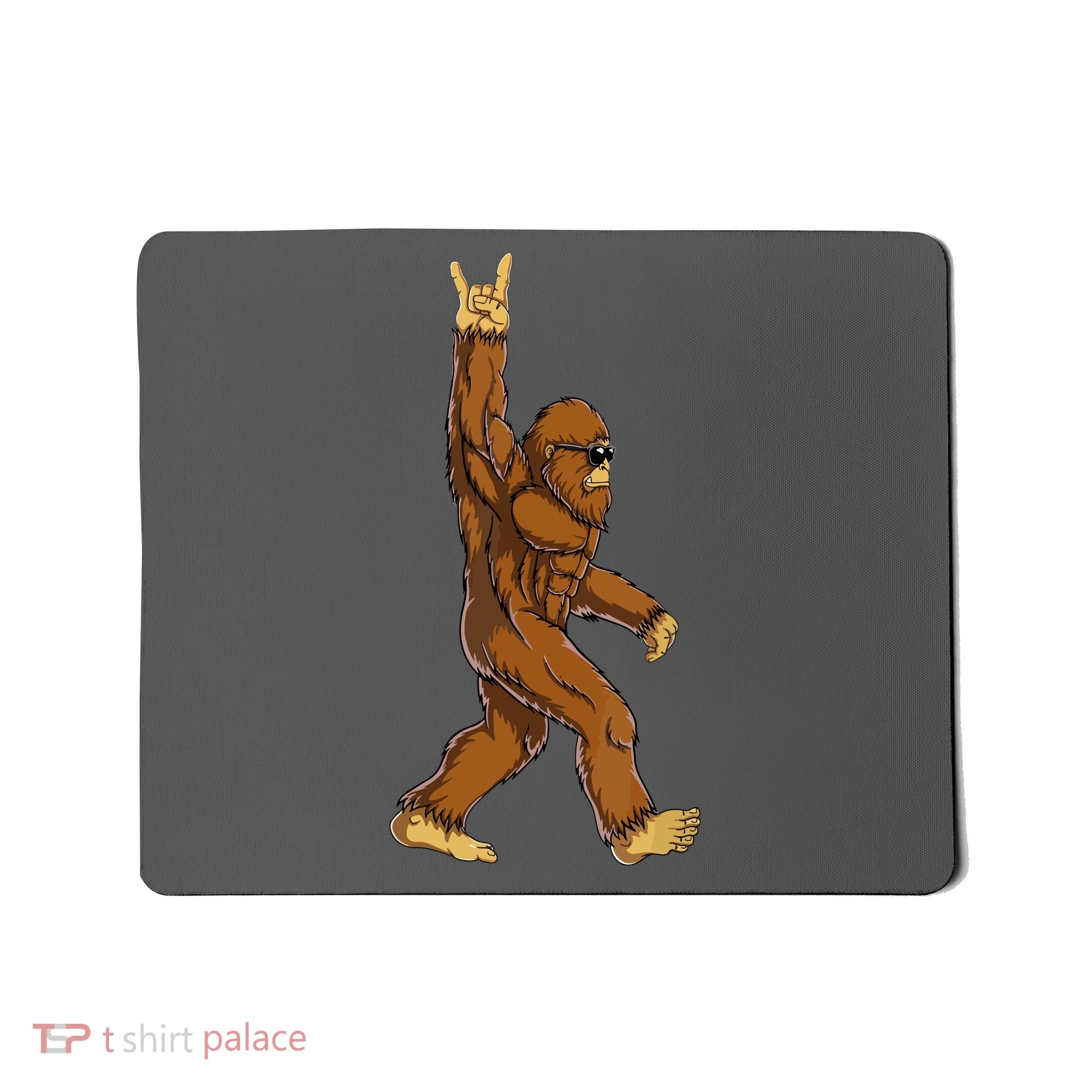 Funny Bigfoot Rock On Sasquatch Rock And Roll Gift Mousepad