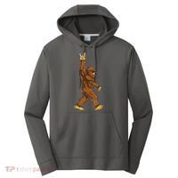 Funny Bigfoot Rock On Sasquatch Rock And Roll Gift Performance Fleece Hoodie thumb 0