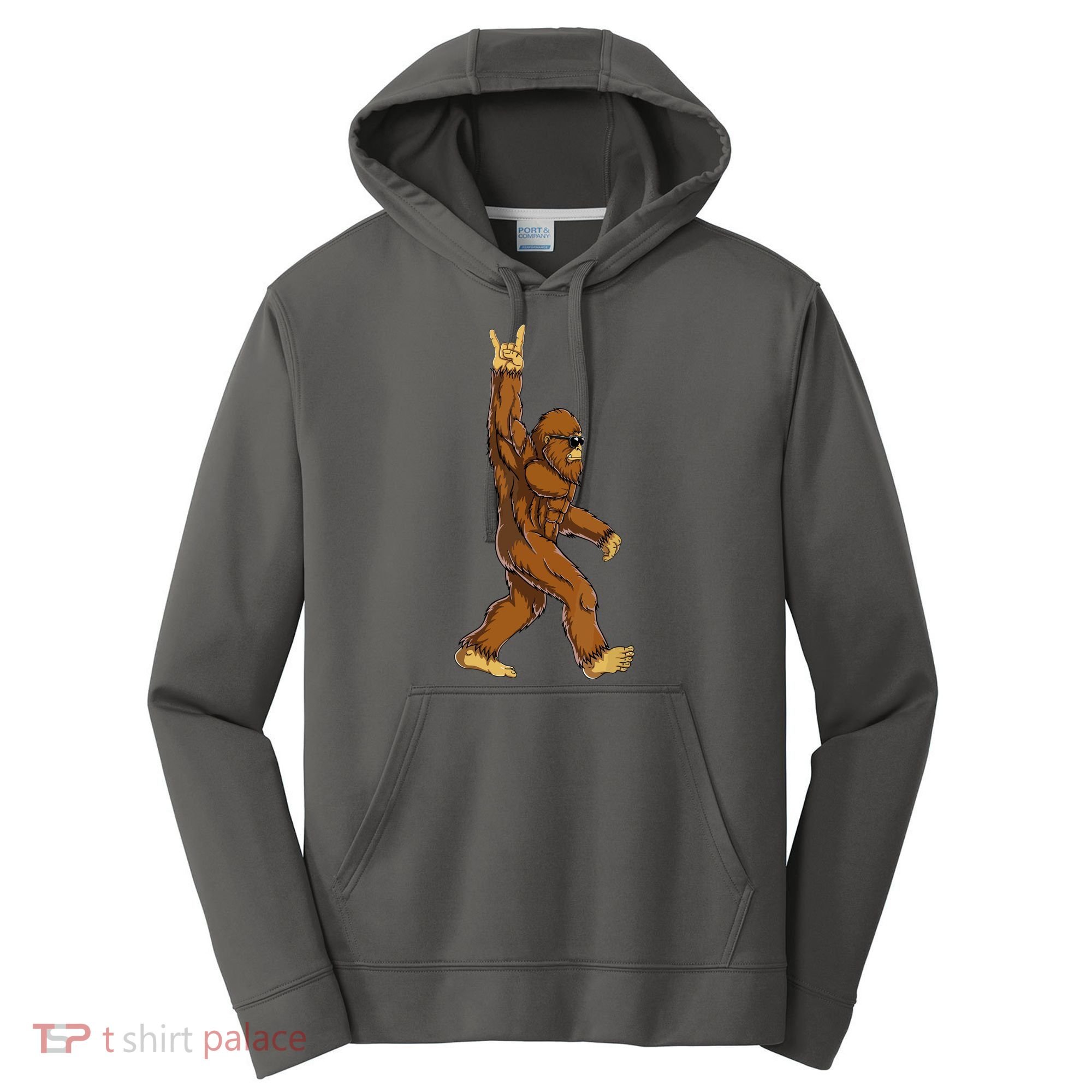 Funny Bigfoot Rock On Sasquatch Rock And Roll Gift Performance Fleece Hoodie