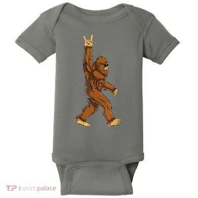 Funny Bigfoot Rock On Sasquatch Rock And Roll Gift Baby Bodysuit