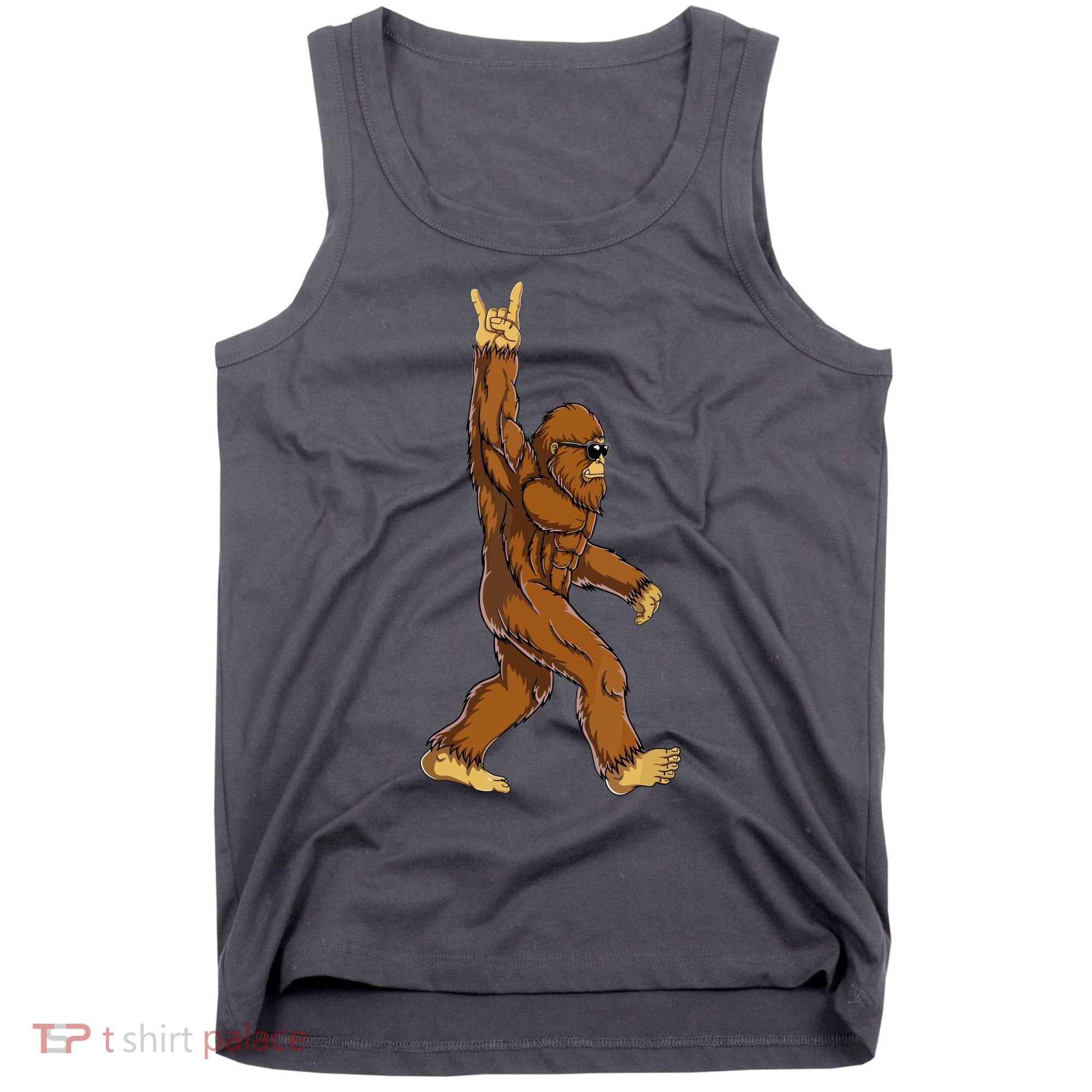 Funny Bigfoot Rock On Sasquatch Rock And Roll Gift Tank Top