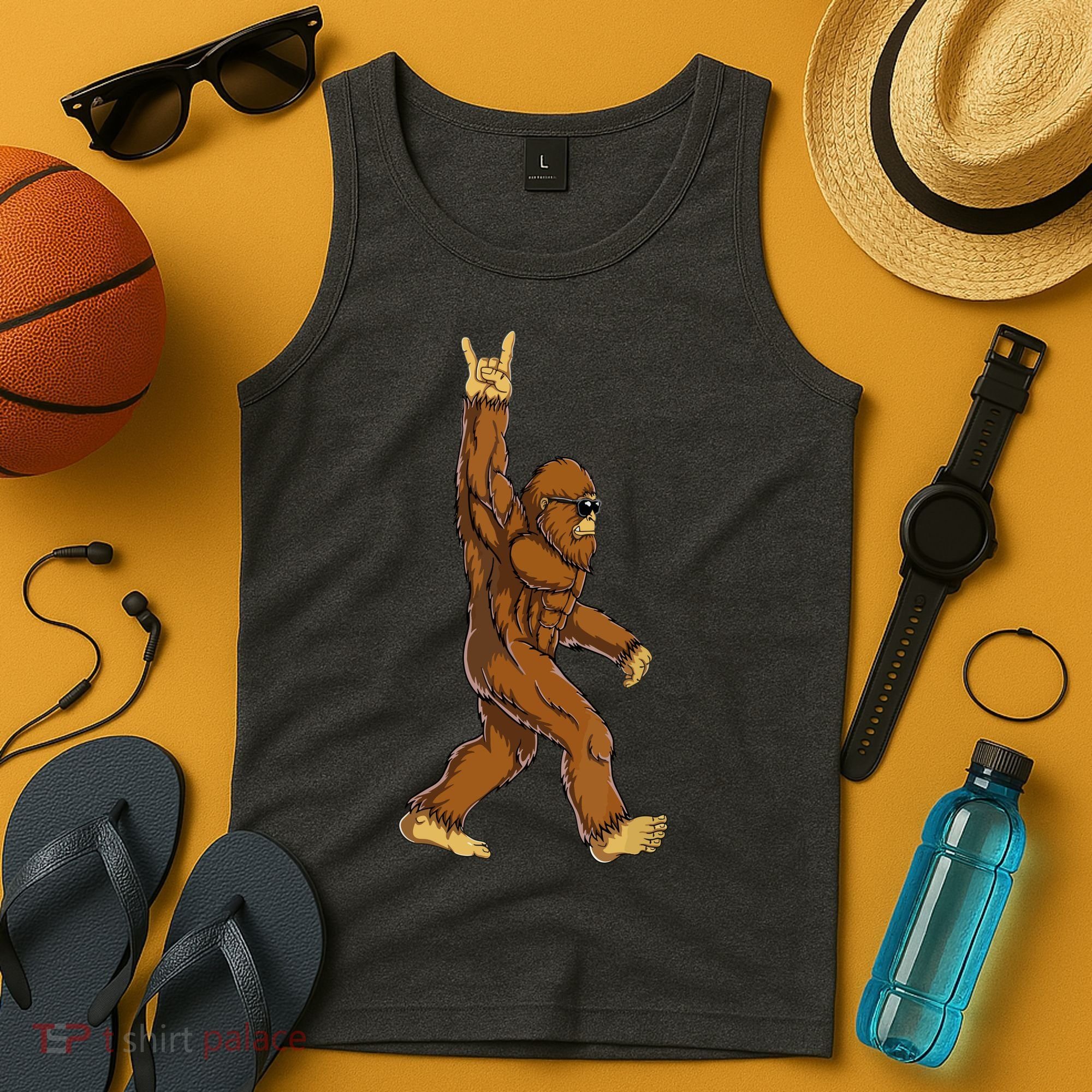 Funny Bigfoot Rock On Sasquatch Rock And Roll Gift Tank Top