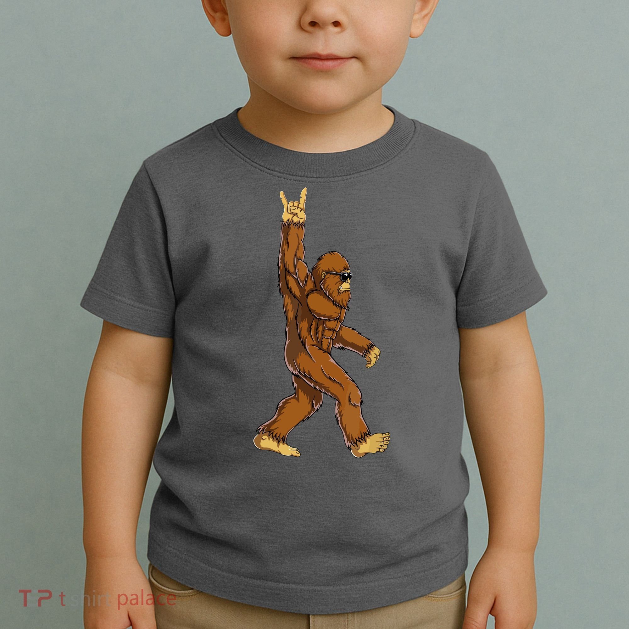 Funny Bigfoot Rock On Sasquatch Rock And Roll Gift Toddler T-Shirt