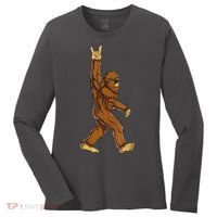 Funny Bigfoot Rock On Sasquatch Rock And Roll Gift Women's Long Sleeve Shirt thumb 0
