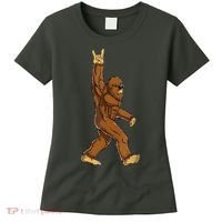 Funny Bigfoot Rock On Sasquatch Rock And Roll Gift Women's T-Shirt thumb 0