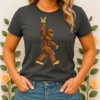Funny Bigfoot Rock On Sasquatch Rock And Roll Gift Women's T-Shirt thumb 2