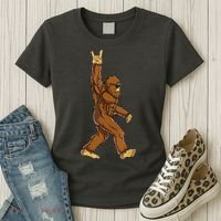 Funny Bigfoot Rock On Sasquatch Rock And Roll Gift Women's T-Shirt thumb 3