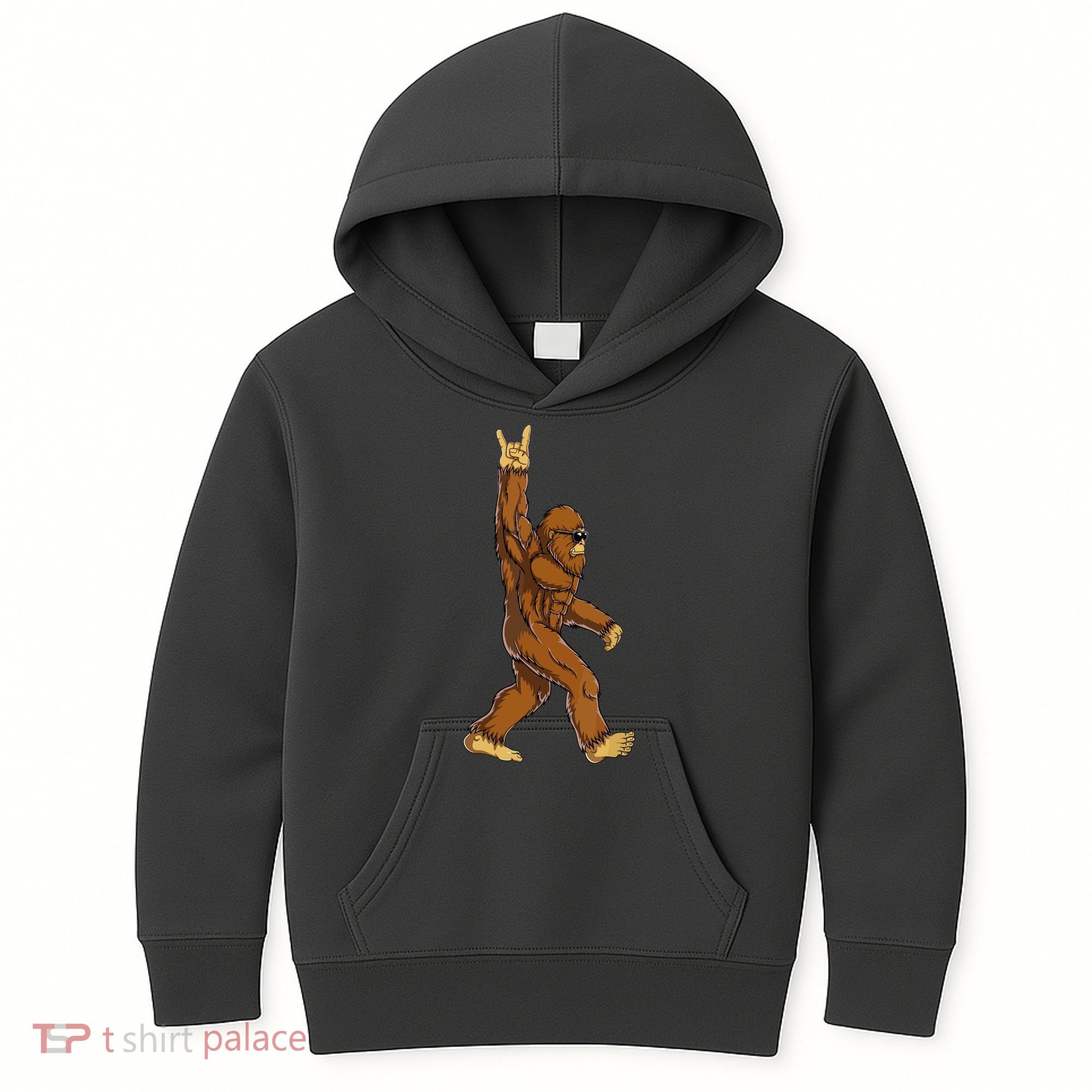 Funny Bigfoot Rock On Sasquatch Rock And Roll Gift Kids Hoodie