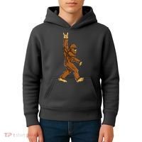 Funny Bigfoot Rock On Sasquatch Rock And Roll Gift Kids Hoodie thumb 4