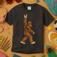 Funny Bigfoot Rock On Sasquatch Rock And Roll Gift Kids T-Shirt thumb 3