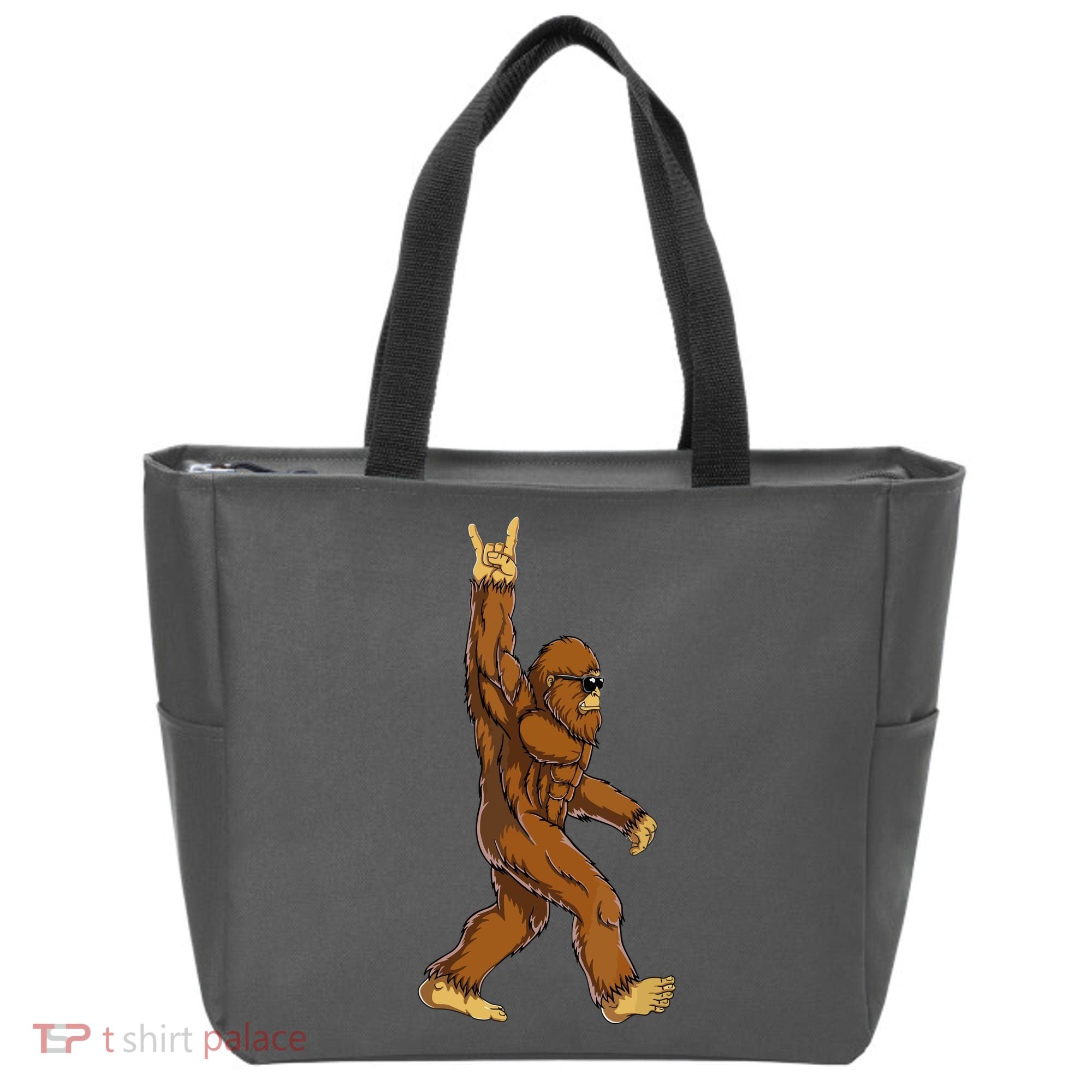 Funny Bigfoot Rock On Sasquatch Rock And Roll Gift Tote Bag