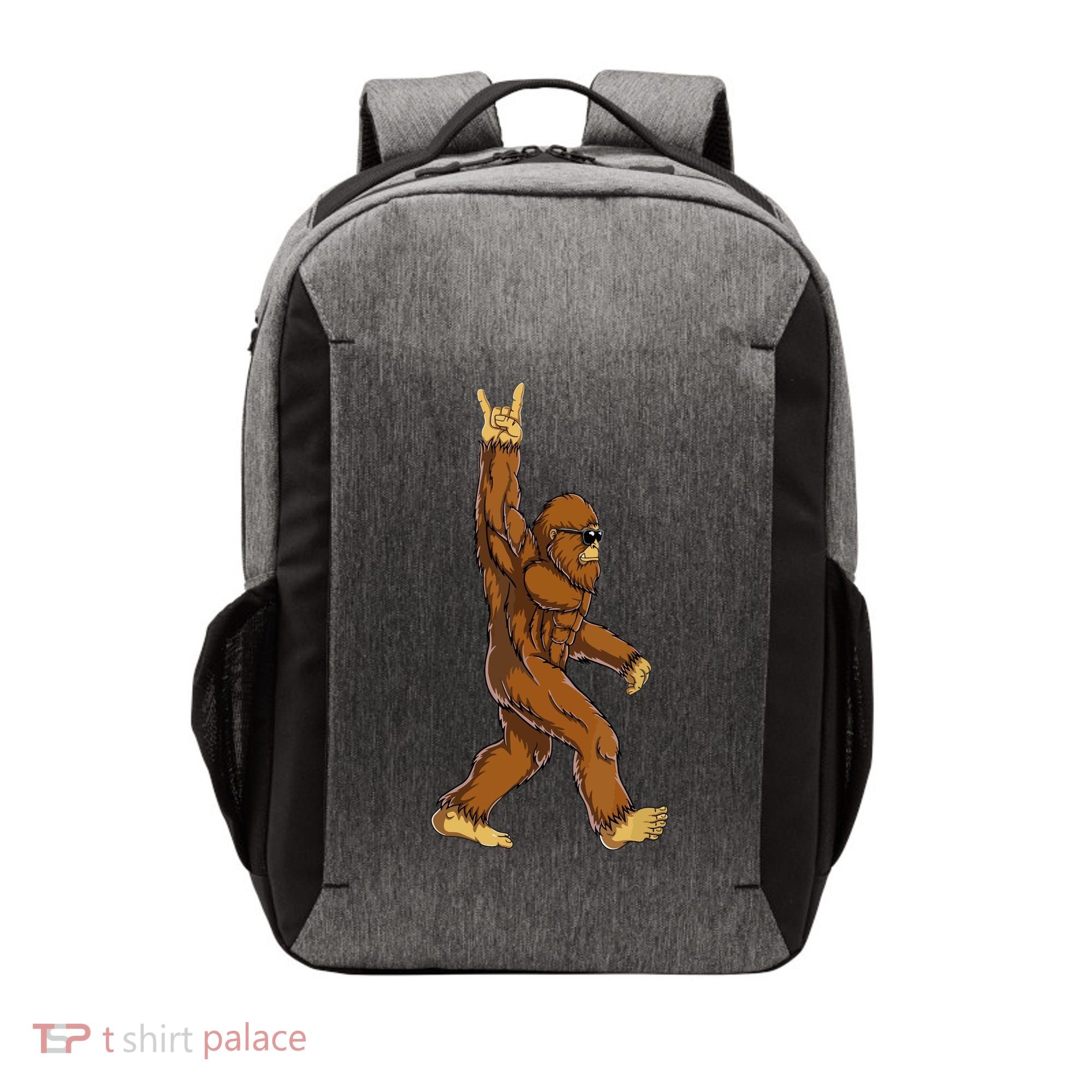 Funny Bigfoot Rock On Sasquatch Rock And Roll Gift Vector Backpack
