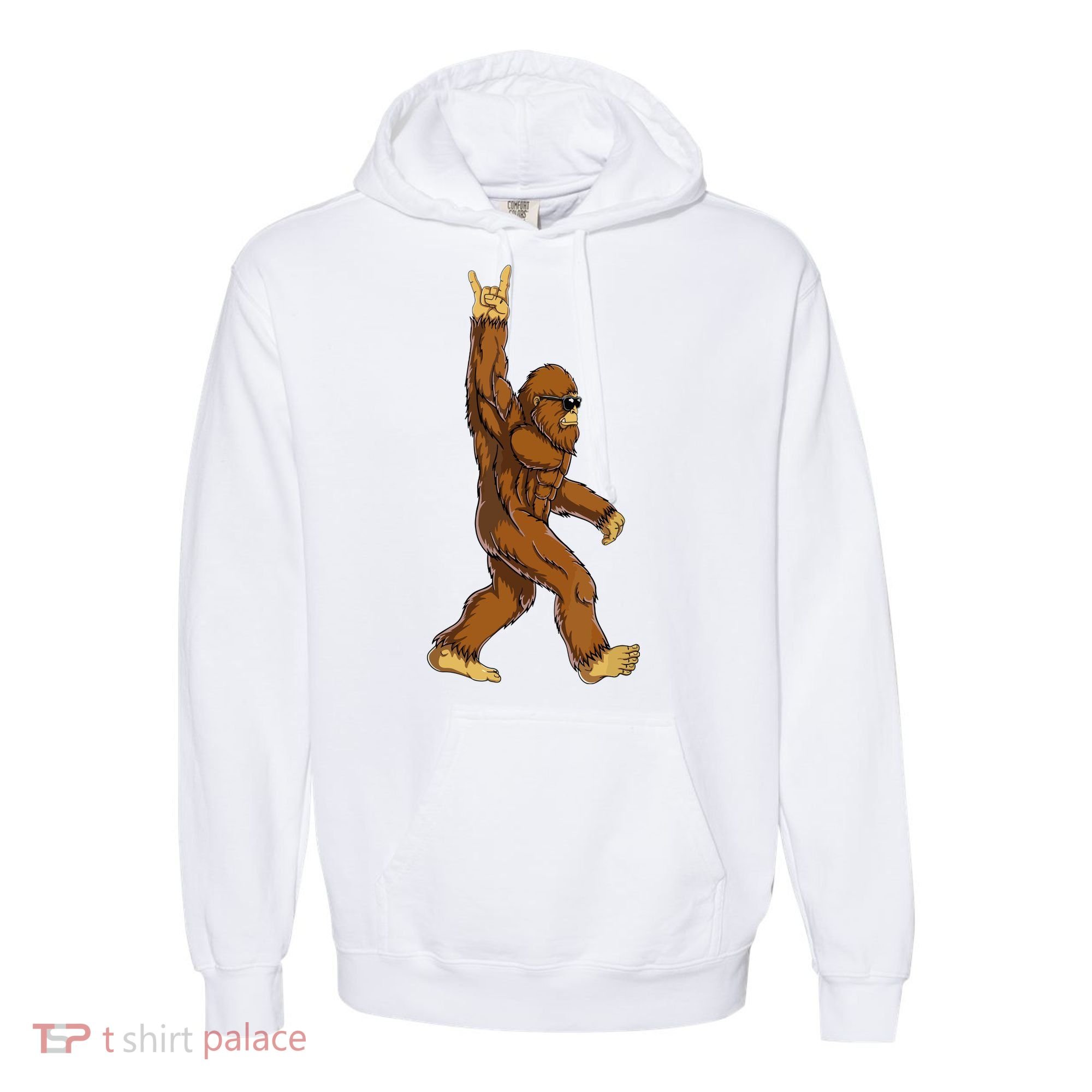 Funny Bigfoot Rock On Sasquatch Rock And Roll Gift Comfort Colors Garment-Dyed Hooded Sweatshirt