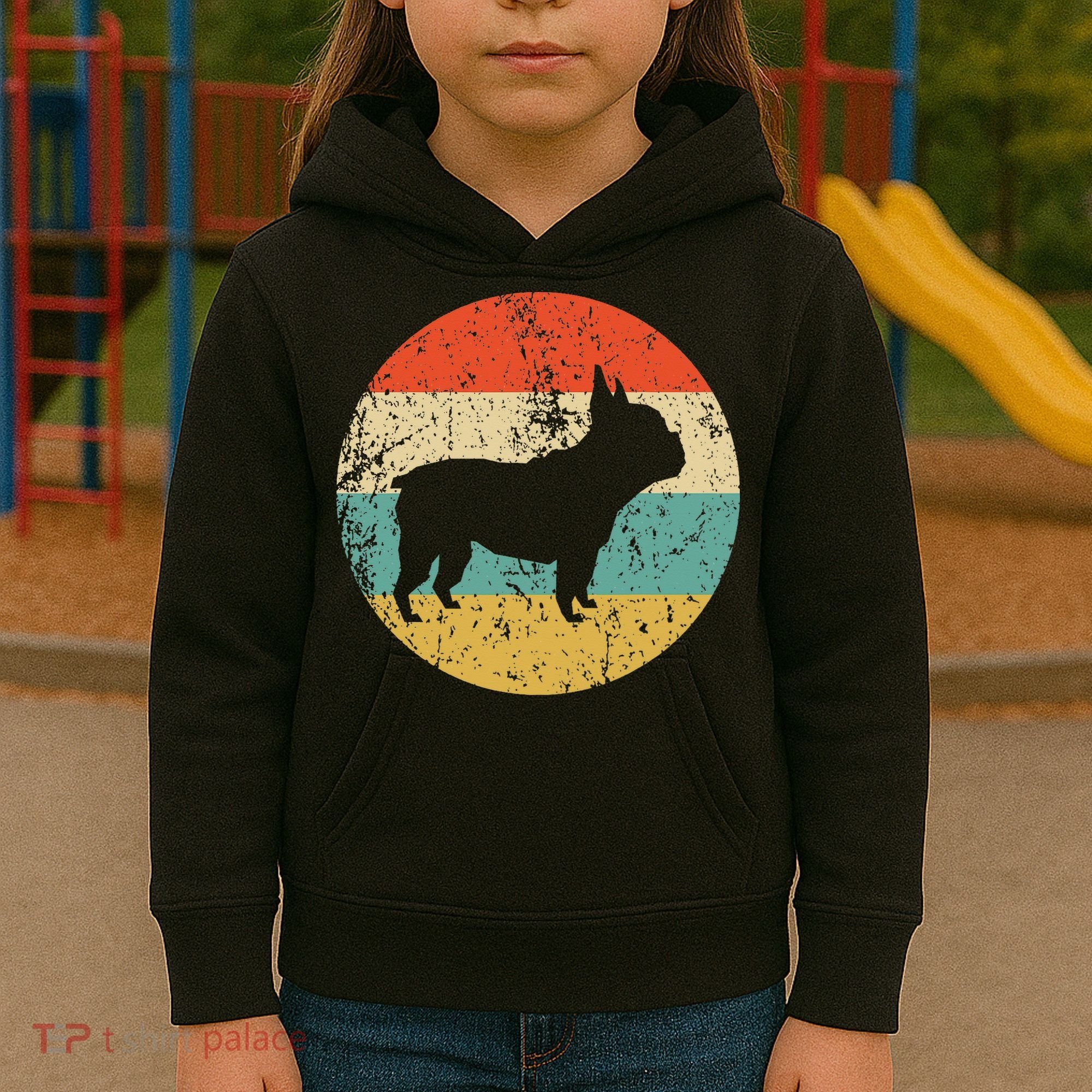 French Bulldog Retro Dog Kids Hoodie