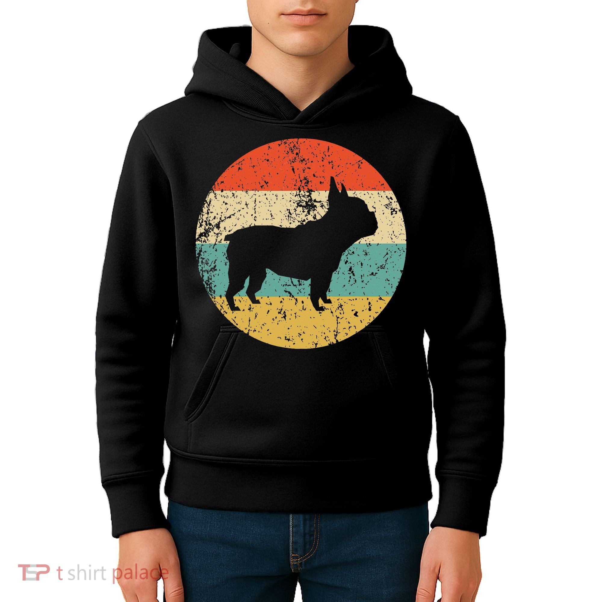 French Bulldog Retro Dog Kids Hoodie