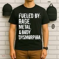Fueled By Rage Metal And Body Dysmorphia Funny Grunge Style T-Shirt thumb 6