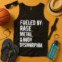 Fueled By Rage Metal And Body Dysmorphia Funny Grunge Style Tank Top thumb 4