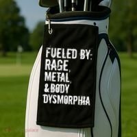 Fueled By Rage Metal And Body Dysmorphia Funny Grunge Style Golf Towel thumb 2