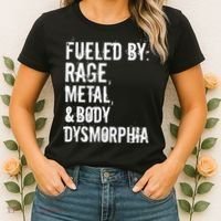 Fueled By Rage Metal And Body Dysmorphia Funny Grunge Style Women's T-Shirt thumb 2