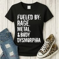 Fueled By Rage Metal And Body Dysmorphia Funny Grunge Style Women's T-Shirt thumb 3