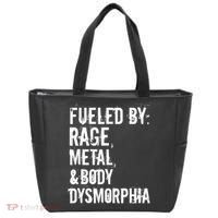 Fueled By Rage Metal And Body Dysmorphia Funny Grunge Style Tote Bag thumb 0