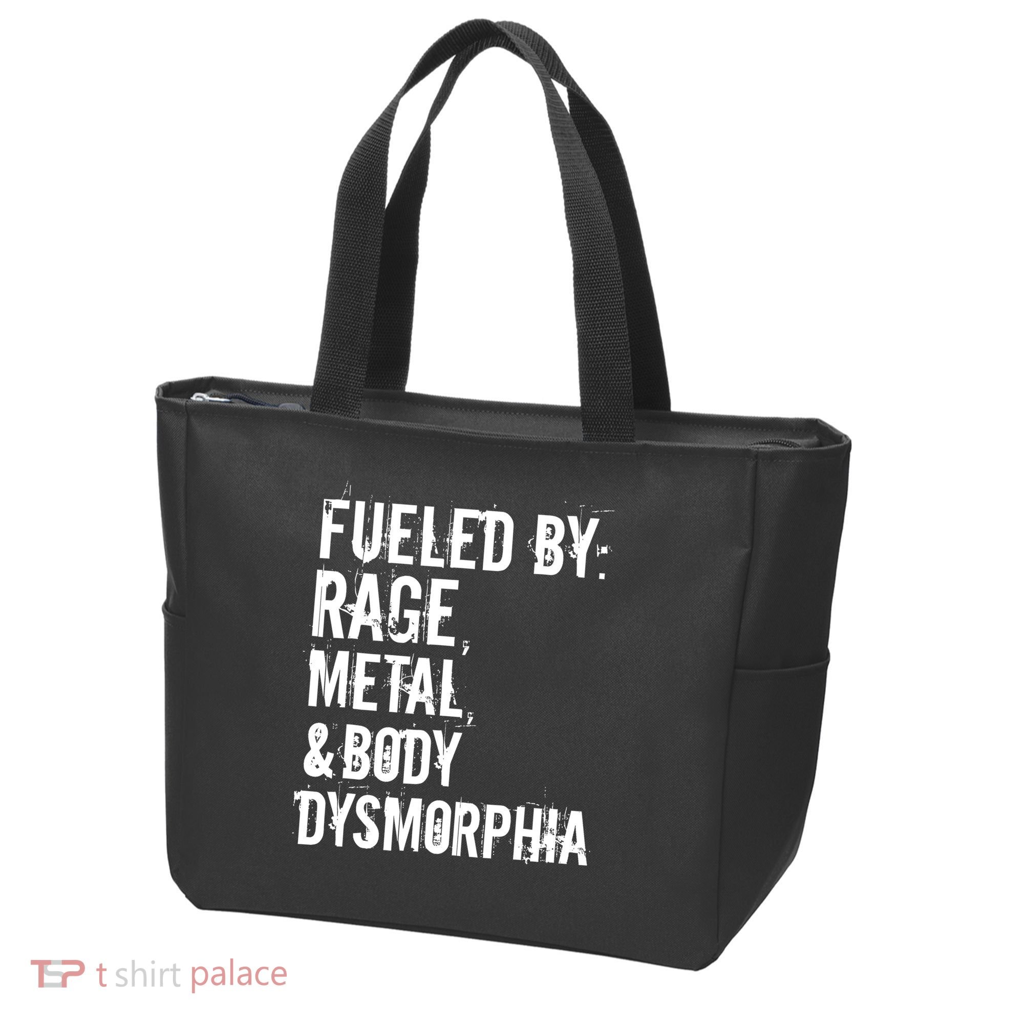 Fueled By Rage Metal And Body Dysmorphia Funny Grunge Style Tote Bag