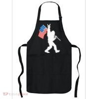 Funny Bigfoot Rock And Roll USA Flag For Sasquatch Believers Apron thumb 0