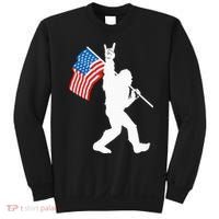 Funny Bigfoot Rock And Roll USA Flag For Sasquatch Believers Sweatshirt thumb 0