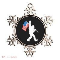 Funny Bigfoot Rock And Roll USA Flag For Sasquatch Believers Ornament thumb 0