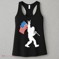 Funny Bigfoot Rock And Roll USA Flag For Sasquatch Believers Women's Tank Top thumb 3