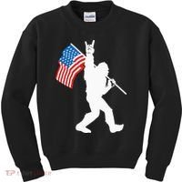 Funny Bigfoot Rock And Roll USA Flag For Sasquatch Believers Kids Sweatshirt thumb 0