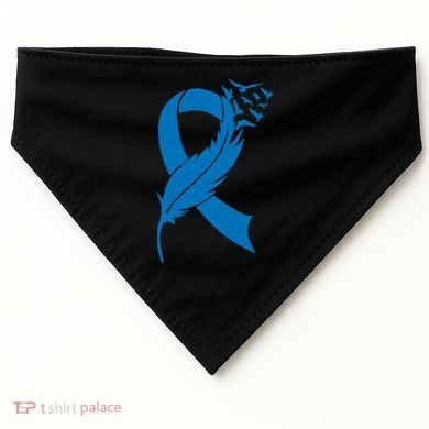 Feather Blue Ribbon Colon Cancer USA-Made Doggie Bandana