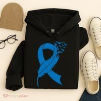 Feather Blue Ribbon Colon Cancer Hoodie thumb 4