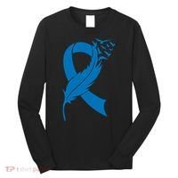 Feather Blue Ribbon Colon Cancer Long Sleeve Shirt thumb 0