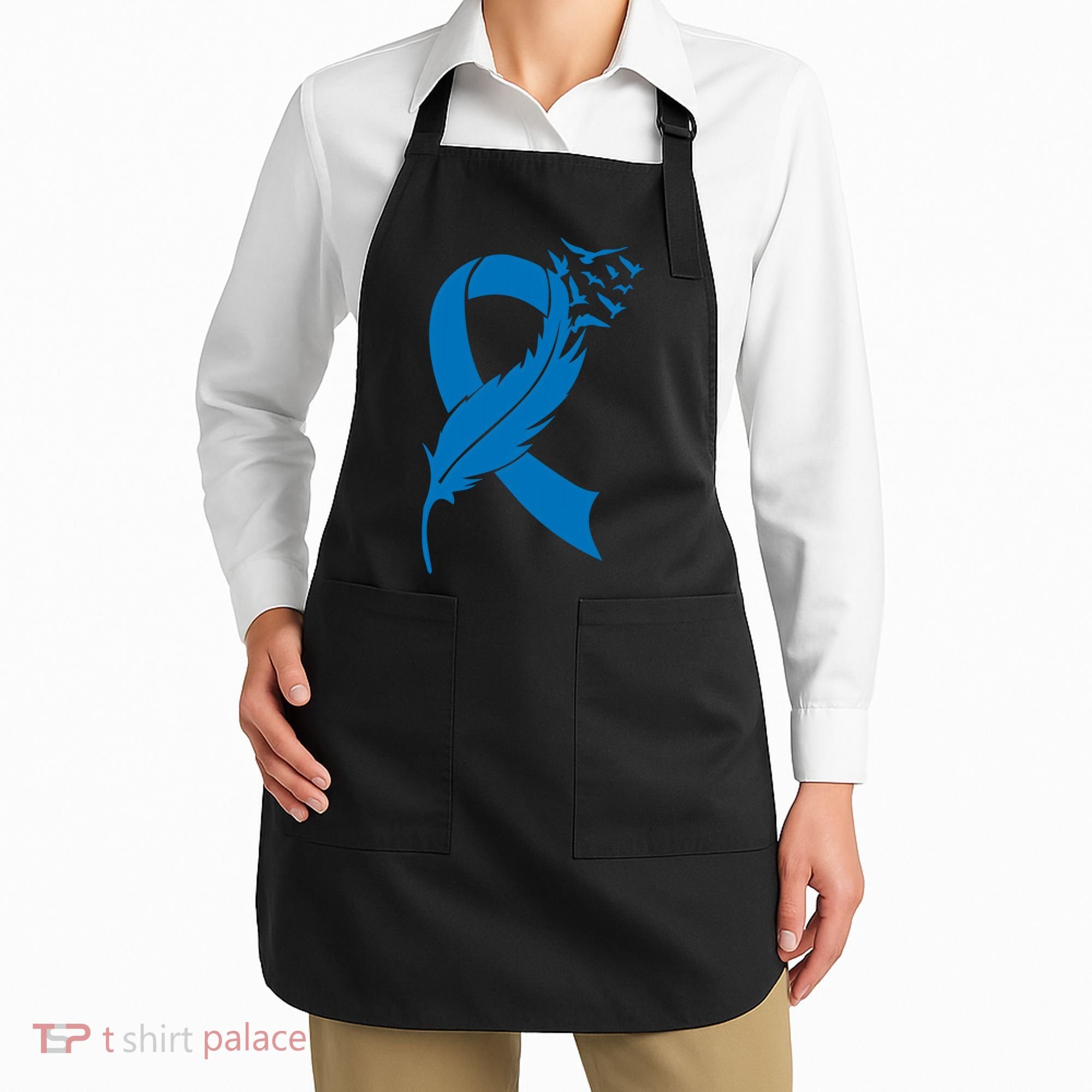 Feather Blue Ribbon Colon Cancer Apron