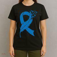 Feather Blue Ribbon Colon Cancer T-Shirt thumb 4
