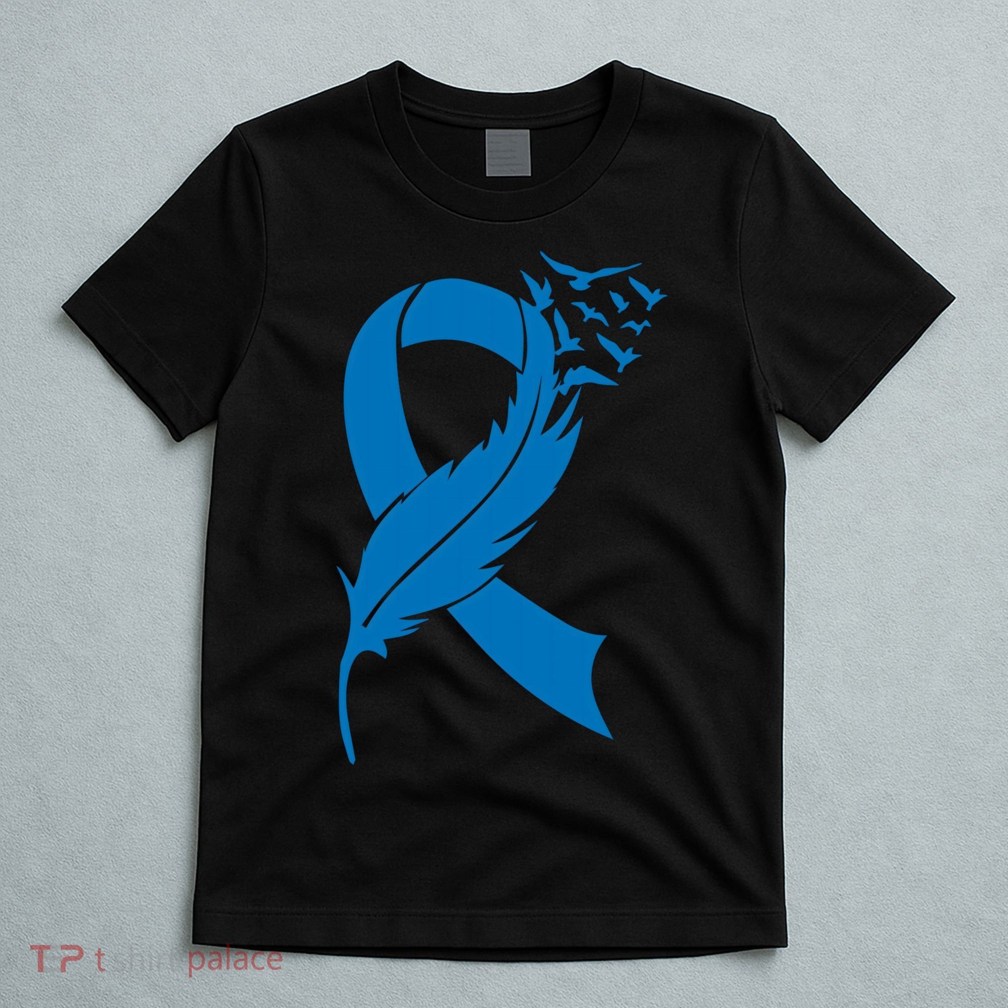 Feather Blue Ribbon Colon Cancer T-Shirt