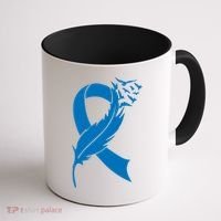 Feather Blue Ribbon Colon Cancer Coffee Mug thumb 1