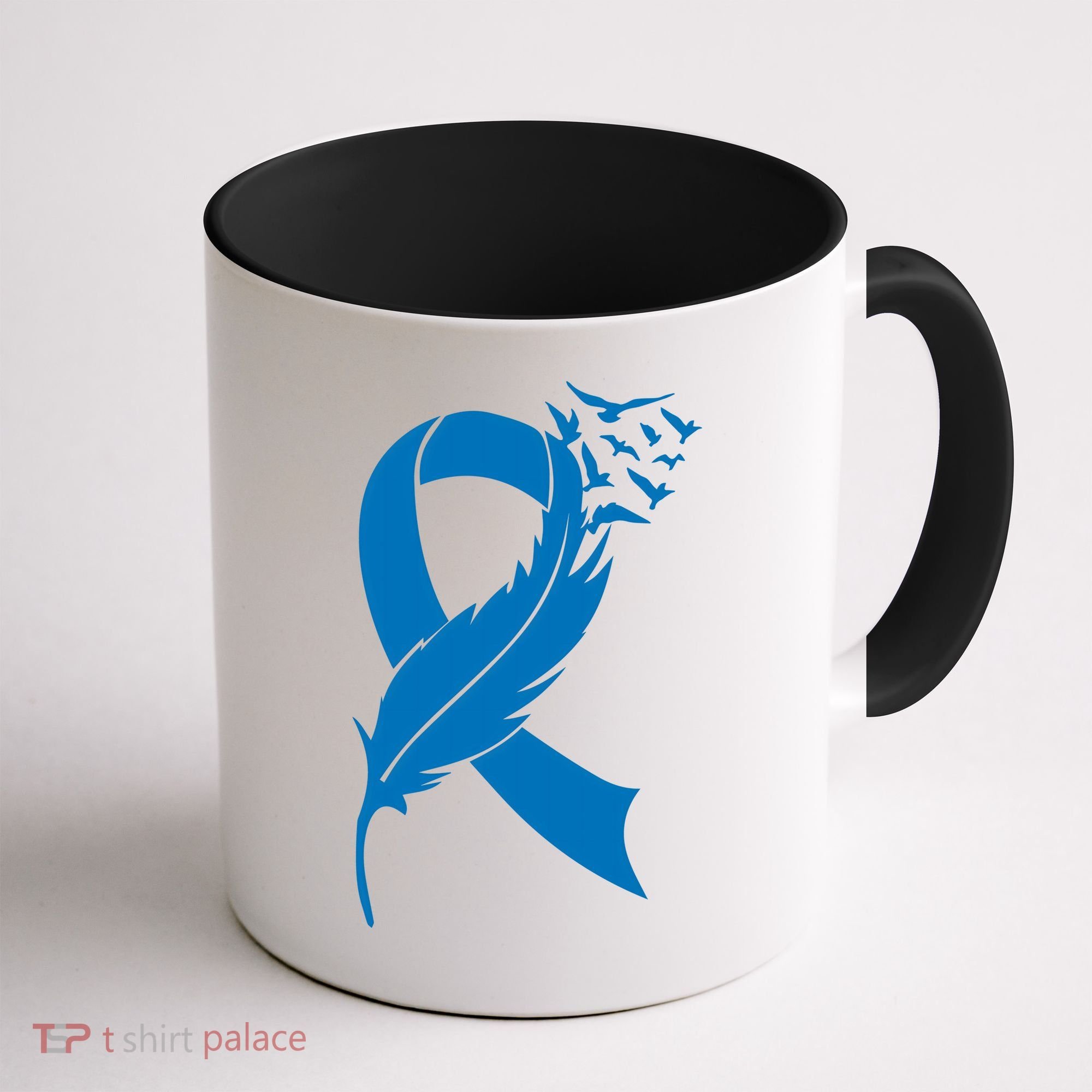 Feather Blue Ribbon Colon Cancer Coffee Mug