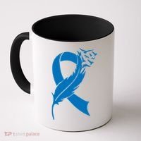 Feather Blue Ribbon Colon Cancer Coffee Mug thumb 0