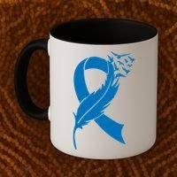 Feather Blue Ribbon Colon Cancer Coffee Mug thumb 2