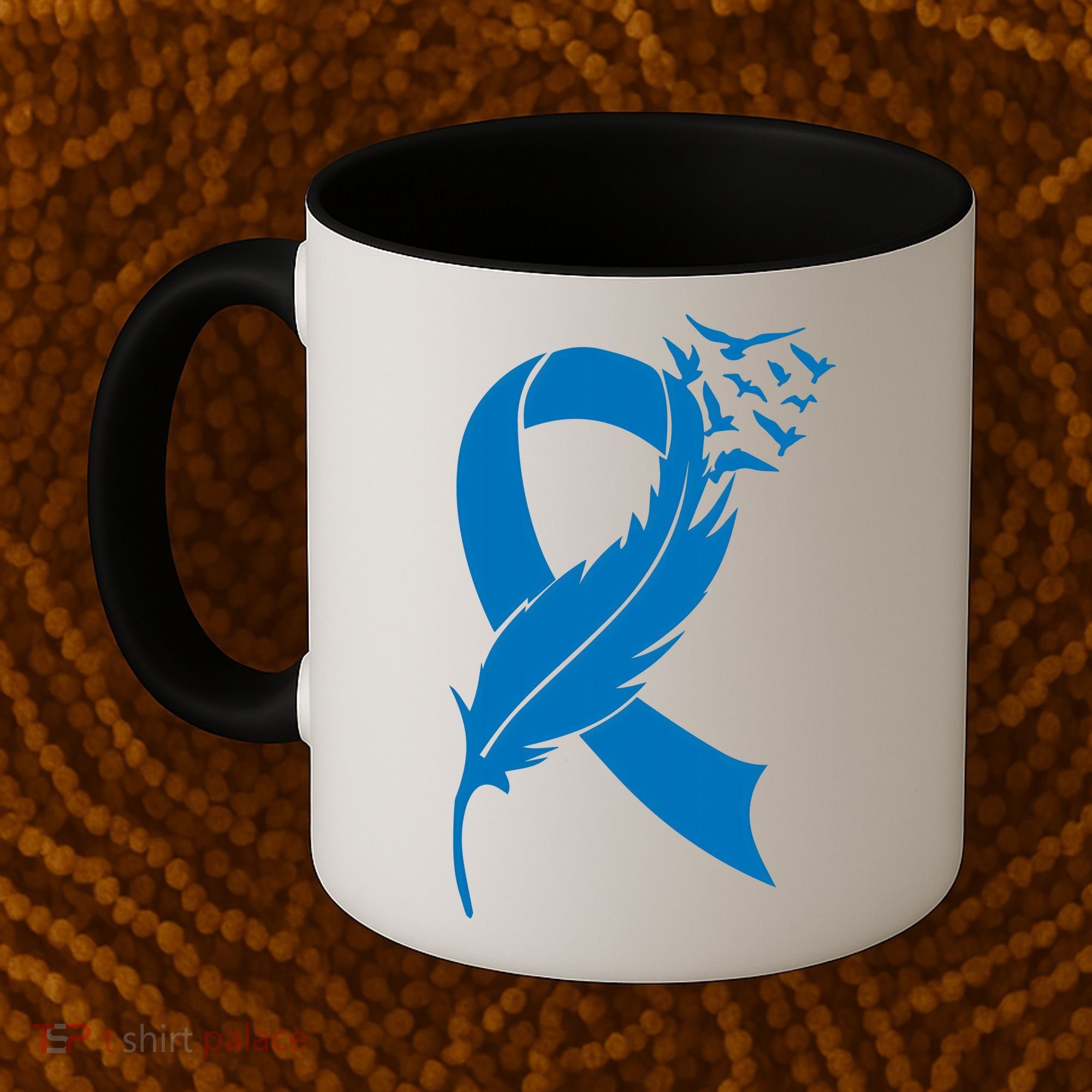 Feather Blue Ribbon Colon Cancer Coffee Mug