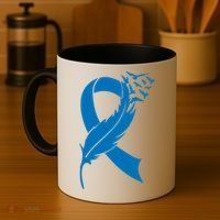Feather Blue Ribbon Colon Cancer Coffee Mug thumb 4