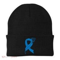 Feather Blue Ribbon Colon Cancer Beanie thumb 0