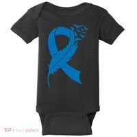 Feather Blue Ribbon Colon Cancer Baby Bodysuit thumb 0
