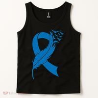 Feather Blue Ribbon Colon Cancer Tank Top thumb 2