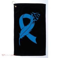 Feather Blue Ribbon Colon Cancer Golf Towel thumb 0