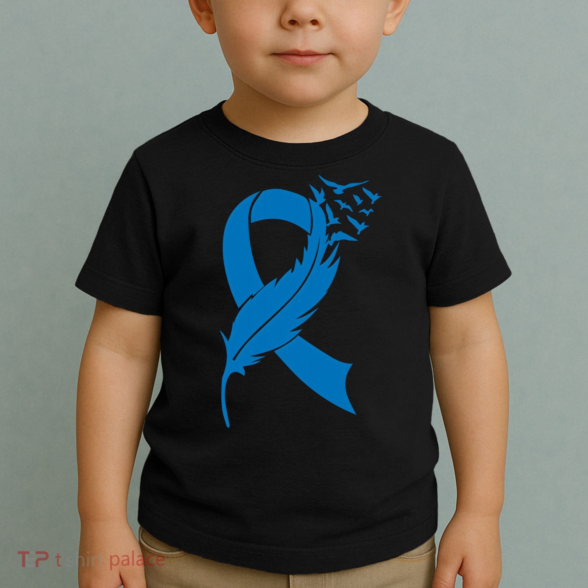 Feather Blue Ribbon Colon Cancer Toddler T-Shirt